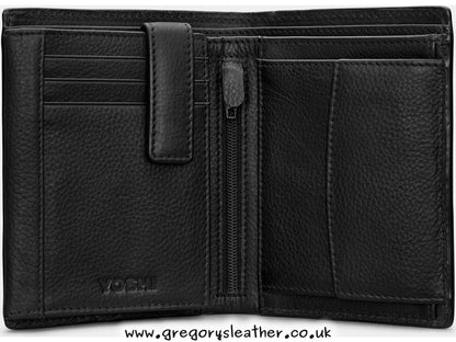 Black Traditional Extra Capacity Leather Wallet by Yoshi