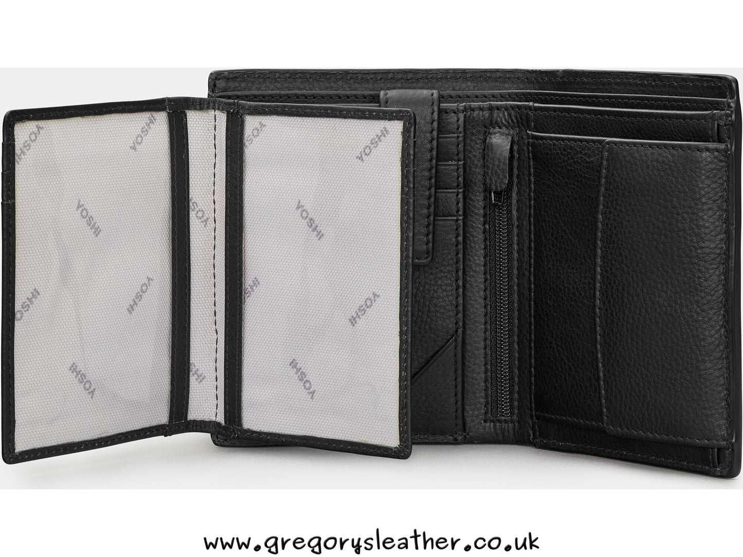 Black Traditional Extra Capacity Leather Wallet by Yoshi