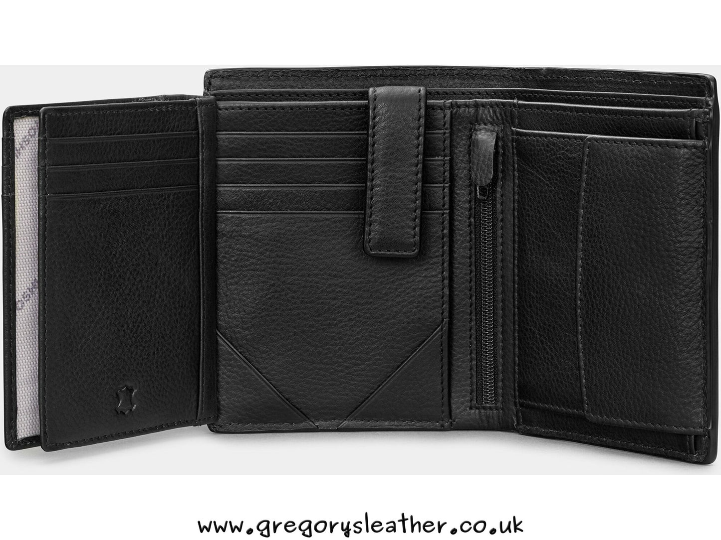 Black Traditional Extra Capacity Leather Wallet by Yoshi