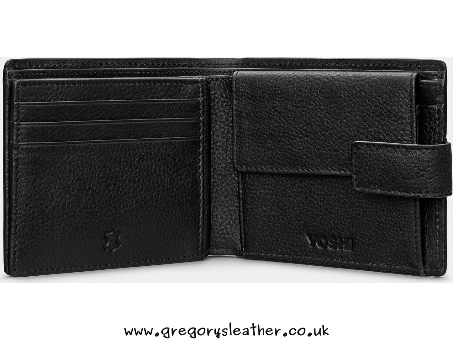 Black Extra Capacity Leather Wallet with Tab by Yoshi