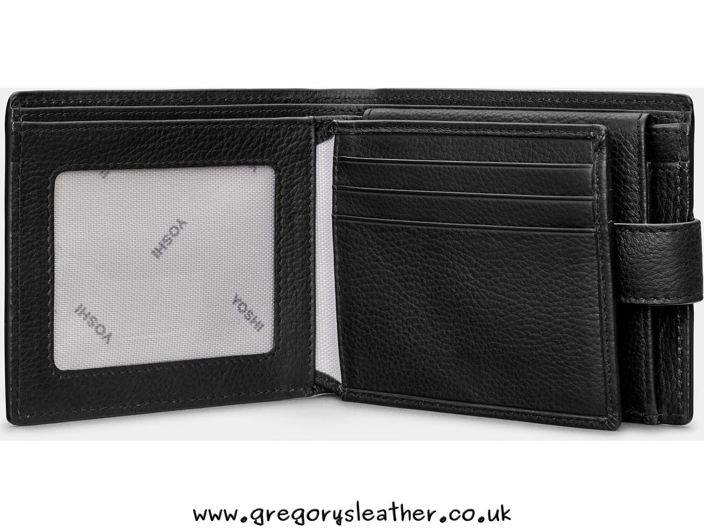 Black Extra Capacity Leather Wallet with Tab by Yoshi