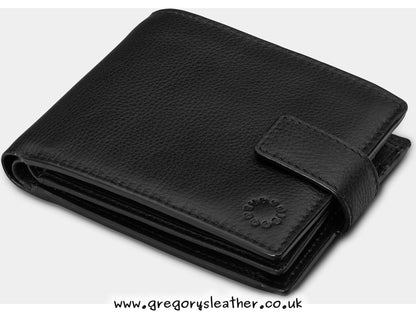 Black Extra Capacity Leather Wallet with Tab by Yoshi