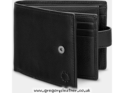 Black Extra Capacity Leather Wallet with Tab by Yoshi