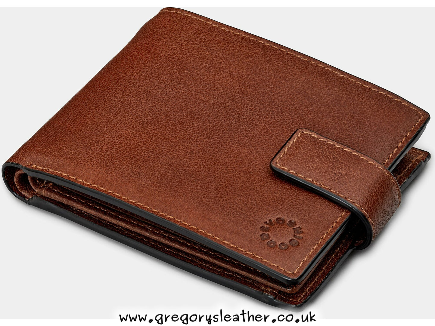 Brown Extra Capacity Leather Wallet with Tab by Yoshi