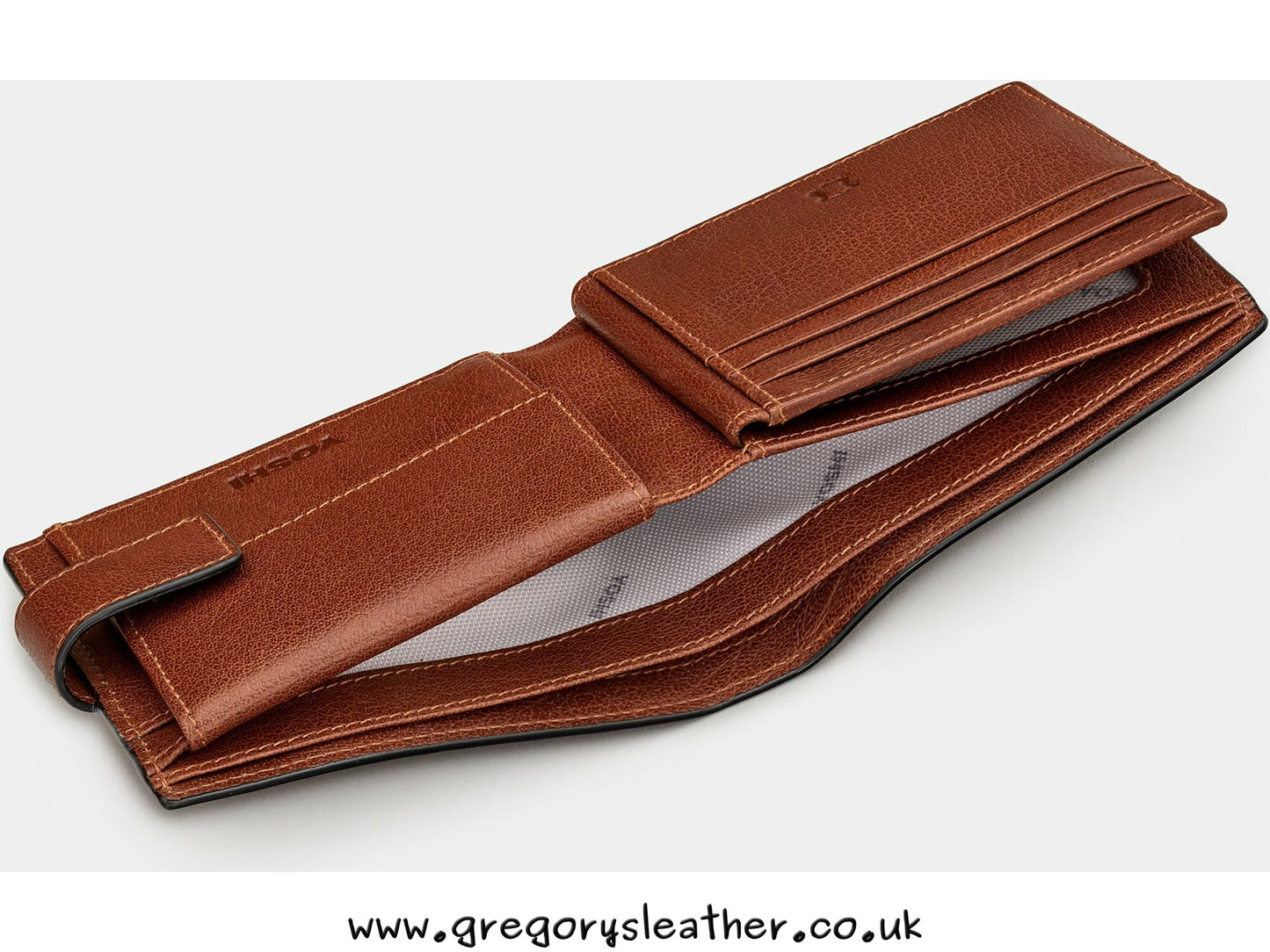 Brown Extra Capacity Leather Wallet with Tab by Yoshi