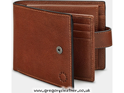 Brown Extra Capacity Leather Wallet with Tab by Yoshi