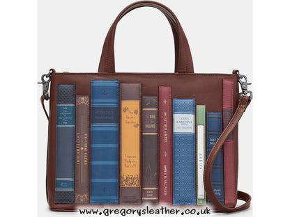 Brown Bookworm Library Leather Grab Bag by Yoshi