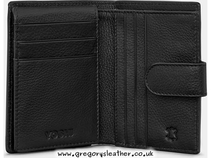 Black Leather Card Holder Wallet with Tab by Yoshi