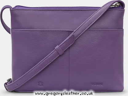 Plum Bees Love Lavender Leather Cross Body Bag by Yoshi