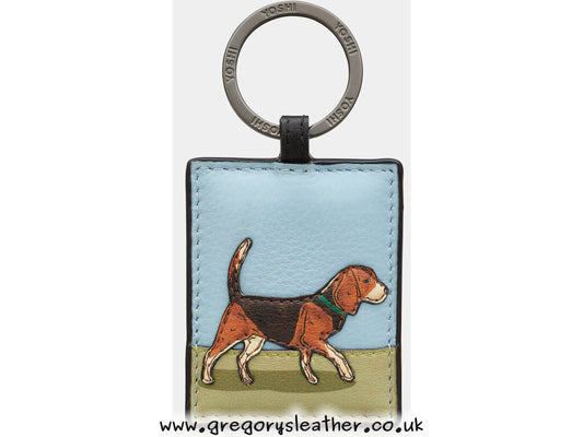 Beagle Dog Walk Terrier - Leather Keyring by Yoshi